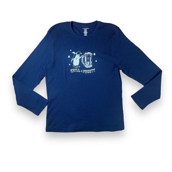 Lucky Brand Chill & Frosty Textured Sleep Shirt Sz M - Picture 2 of 12